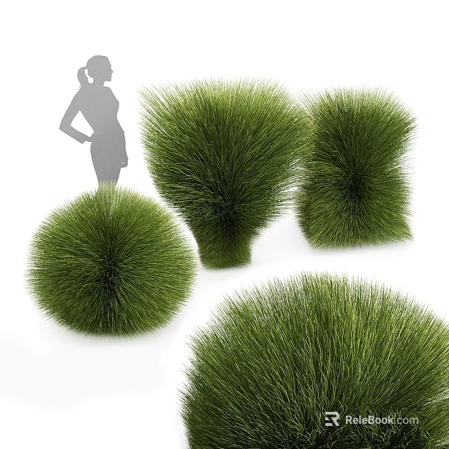 Garden Decorative Accents Featuring Green Round And Conical Grass Like Plants 3d model 