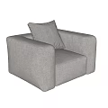 Modern Simple Gray Fabric Single Sofa With Armrest And Cushion Design 3d model