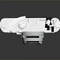 Vintage Camera With Silver And Black Body Large Lens On Gray Background