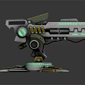 Futuristic Sci Fi Mechanical Device With Green Glowing Elements And Metallic Base 3d model