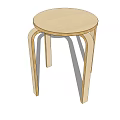 Modern Simple Design Wooden Stool With Round Top And Curved Legs