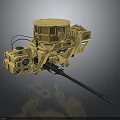 Yellow Military Weapon System with Mechanical Barrel and Sensor Components for Armored Combat Applications 3d model