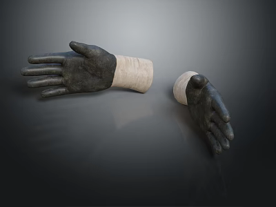 A Pair Of Black Working Gloves With Beige Wrist Part For Daily Use 3d model