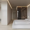 Modern Minimalist Apartment Bedroom Interior With Light Tones