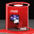 Coca Cola Exhibition Booth With Red Design Large Bottle Model Seats And Bicycles
