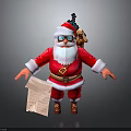 Santa Claus Character In Red Suit Holding Paper With Reindeer Companion