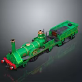Green Vintage Steam Train Model With Brass Accents And Classic Carriage