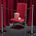 Red Public Chair With Popcorn Bucket White Roll And Red Curtain Stanchion Rope