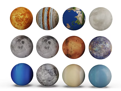 Realistic 3D Models of Solar System Planets with Diverse Colors Textures and Spherical Shapes 3d model