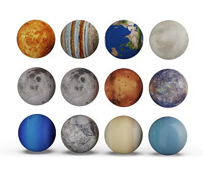 Realistic 3D Models of Solar System Planets with Diverse Colors Textures and Spherical Shapes 3d model