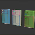 Three Colorful Vintage Refrigerators in Blue White Green Designs for Kitchen