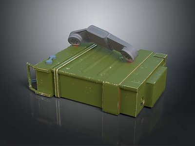 Green Metal Weapon Case With Mechanical Lock And Textured Surface Design 3d model