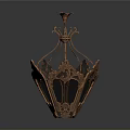 Antique Style Vintage Copper Metal Chandelier With Intricate Frame And Decorative Design