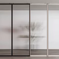 Modern Glass Sliding Doors with Black Silver Frames for Interior Home Partition Design 3d model