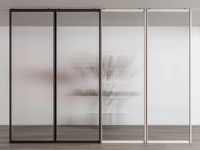 Modern Glass Sliding Doors with Black Silver Frames for Interior Home Partition Design 3d model