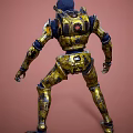 Detailed Yellow And Blue Sci Fi Armor Game And Movie Character Design
