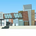 Modern Commercial Complex Architectural Design With Glass Facades And Geometric Structures 3d model