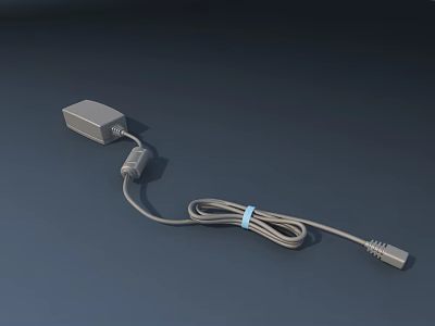 Mobile Device Power Adapter With Charging Cable And Blue Cable Tie 3d model