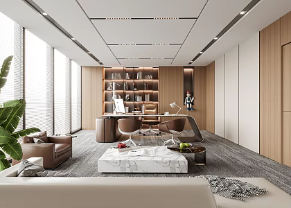 modern chairman's office general manager's office boss's office 3d model