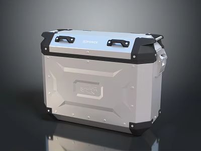 Weapon Storage Case With Silver Exterior Black Handles And Sturdy Design 3d model