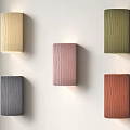 Colorful Rectangular Wall Lamps with Wavy Texture Mounted on White Wall 3d model