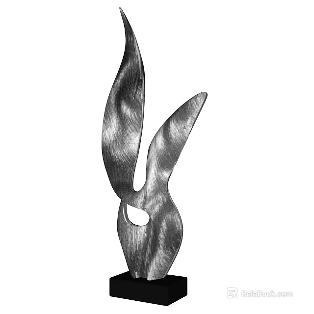 Modern Metal Ornamental Sculpture Set With Abstract Rabbit Ear Design For Home Decor 3d model 