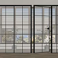 Modern Interior With Stylish Louvered Glass Doors And Black Frames 3d model