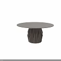 Modern Dining Table With White Round Tabletop And Brown Pleated Legs Design 3d model