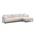 Modern Beige Sectional Sofa With Soft Cushions And Black Slim Legs 3d model