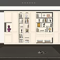Modern White Built-in Bookcase with Glass Doors Shelves and Decor in Living Room