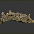 Cartoon Scenery With Great Wall Model Featuring Towers Walls And Grassy Terrain