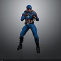 Captain America Action Figure In Blue Uniform With Red White Star And Fighting Stance