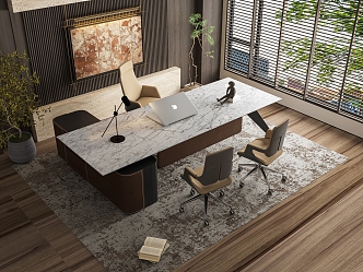 Manager office desk office desk and chair combination 3d model