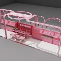 Pink Beauty and Hair Salon Interior With Curved Structure Tables And Chairs