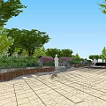 Park Landscape Design With Lush Trees Stone Pathways And Greenery Elements 3d model