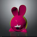 Playful Pink Cartoon Rabbit Character With Big Ears And Yellow Edges Decorative Toy