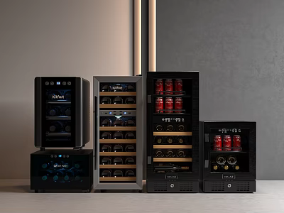 Modern Black Refrigerators and Freezers with Wine Cooler Beverage Storage for Kitchen 3d model