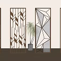 Modern Decorative Room Dividers With Various Geometric Patterns And Metal Frames 3d model