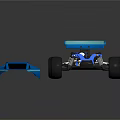 Blue And Black RC Racing Car Model With Large Wheels Rear Spoiler And Engine