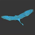 Blue Flying Bird With Spread Wings 3D Art Model On Dark Reflective Background 3d model