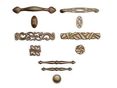 Door Handles with Various Stylish Designs Intricate Patterns and Classic Modern Styles 3d model