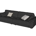 Modern Black Fabric Double Sofa With Comfortable Tufted Design And White Cushions 3d model