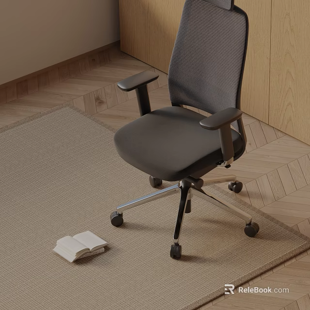 Modern Gray Massage Chair With Comfortable Seat Armrests Wheels On Carpet And Wooden Floor 3d model 