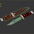 Handcrafted Fixed Blade Knife With Red Leather Sheath And Red Wooden Handle Engraved Blade