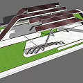 Modern Pergola Design With Metal Structure Marble Floor And Lawn Setting