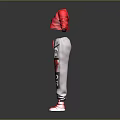 Red Cropped Top With CHIC Lettering And Printed Sweatpants Go Go Go Design Red Sneakers