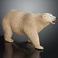 Detailed Polar Bear With Cream Colored Fur Standing With Open Mouth On Reflective Surface