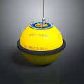Yellow Ocean Monitoring Buoy With Safe Ocean Text And Extended Metal Rod