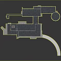 Detailed Architectural Model of Modern Building with Connected Sections Circular Structure and Curved Path