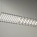 Modern Linear Geometric Chandelier With White Stripes And Black Hanging Design For Interior Space